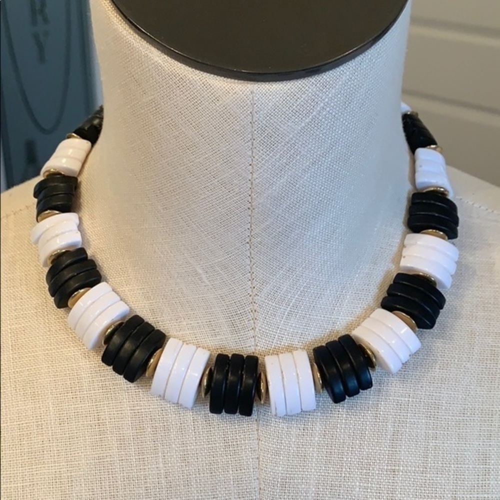 💐1980s black white half circle acrylic statement